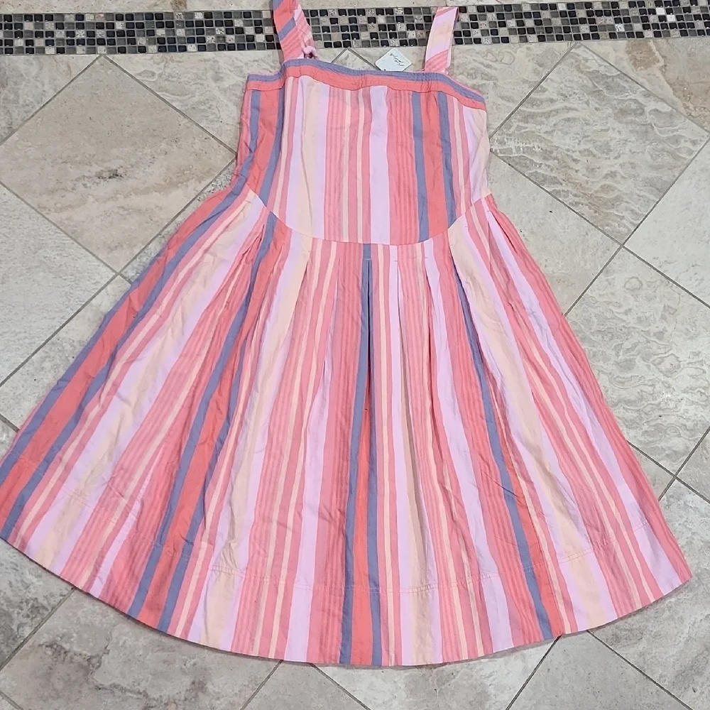 Free People 100% Cotton Striped Pink and Blue Women Dress